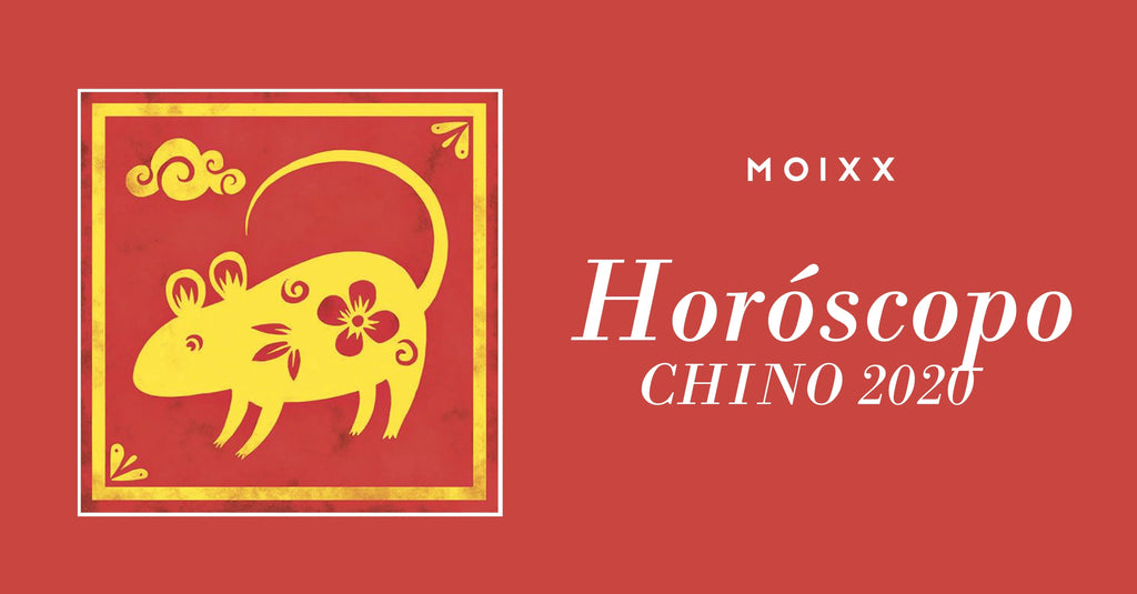 Ilustración de rata amarilla con diseño floral en marco rojo para Horóscopo Chino 2020 Moixx