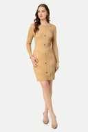 Vestido Tejido Manga Larga Leia VESTIDOS MOIXX Camel S 