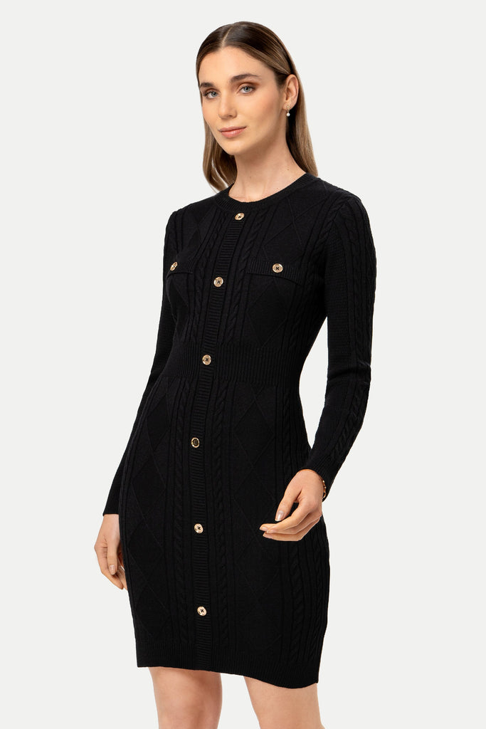 Vestido Tejido Manga Larga Leia VESTIDOS MOIXX Negro S 